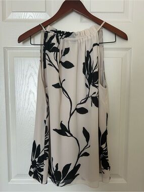 H&M Black & Cream Printed Sleeveless Top M